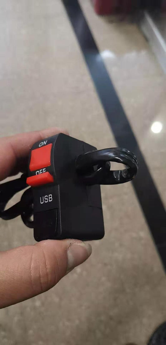 Motorcycle Handlebar USB Port 5V 2A – ON/OFF Button & Extra Lights Control Switch for Bikes